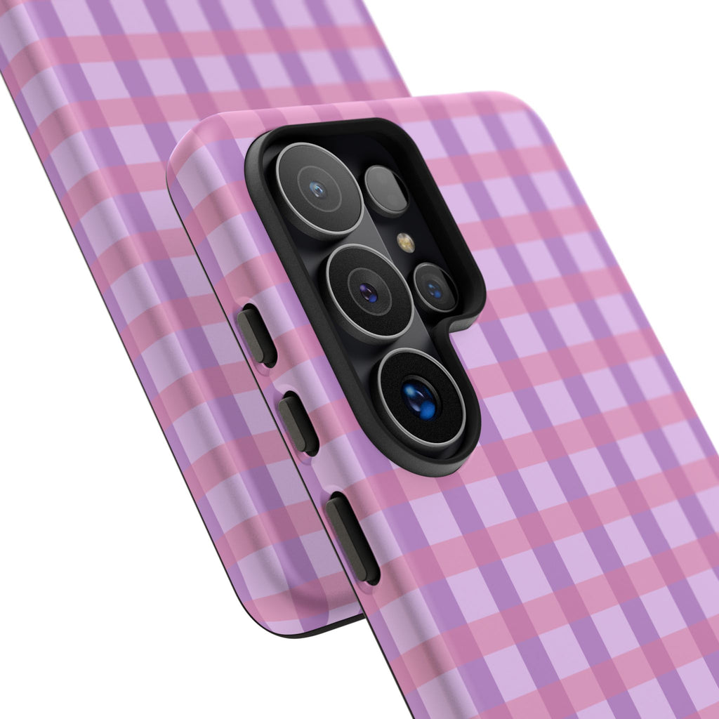 Lilac Purple Gingham Phone Case