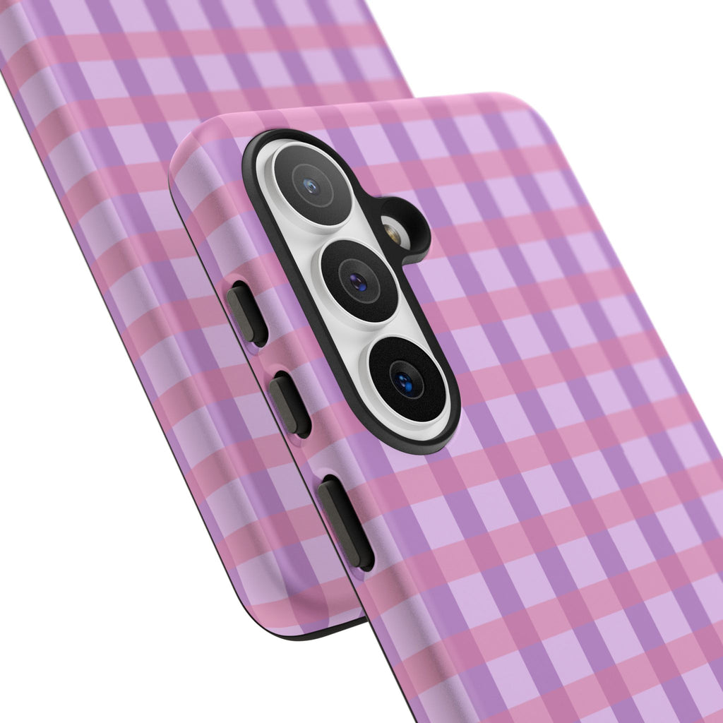Lilac Purple Gingham Phone Case