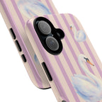 Swan Phone Case | Lilac Stripes - Halo Collective