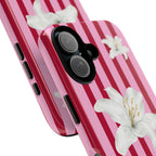 White Lily Phone Case | Cherry Stripes - Halo Collective