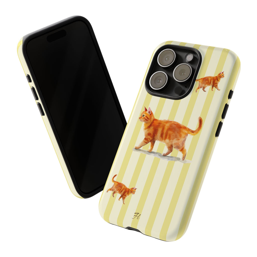 Ginger Tabby Cat Phone Case | Yellow Stripes - Halo Collective