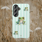 Green Frog Phone Case | Mint Green Stripes - Halo Collective