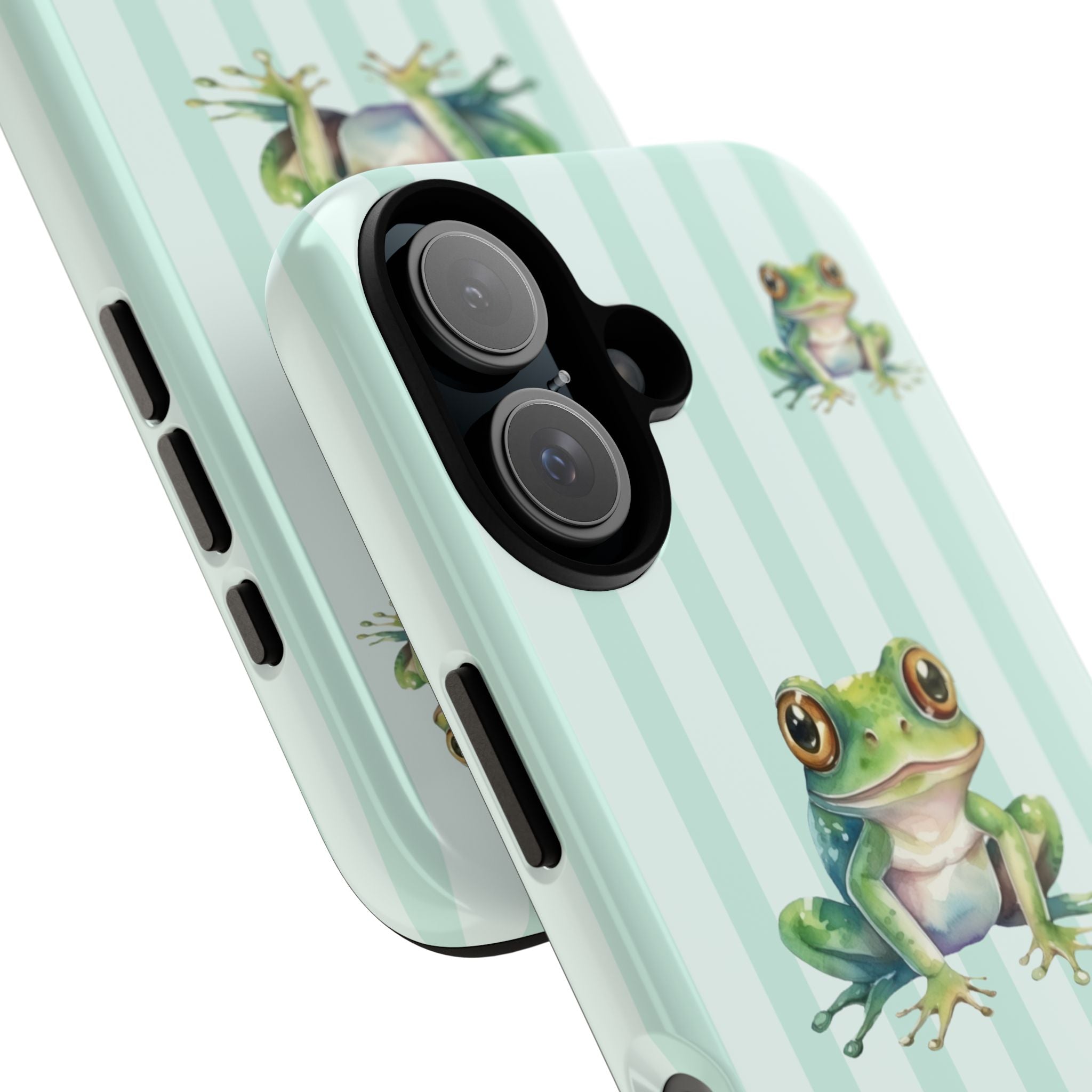 Green Frog Phone Case | Mint Green Stripes - Halo Collective