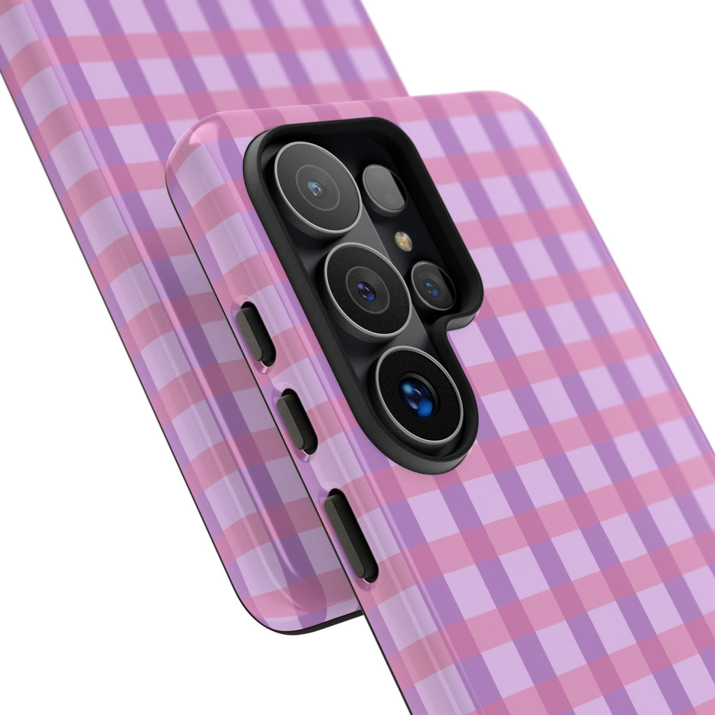 Lilac Purple Gingham Phone Case