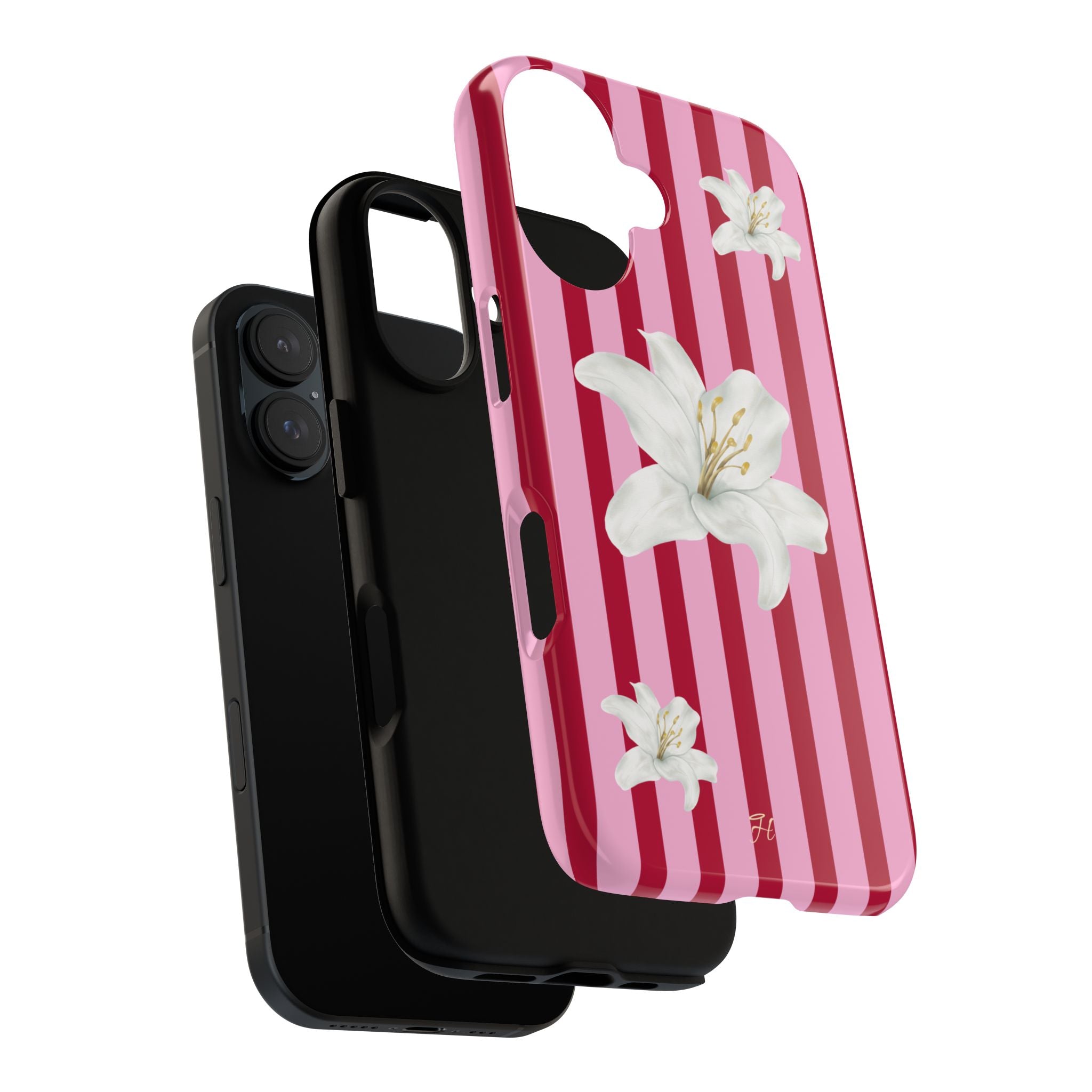 White Lily Phone Case | Cherry Stripes - Halo Collective
