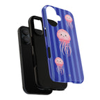 Pink Jellyfish Phone Case | Navy Blue Stripes - Halo Collective