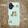 Green Frog Phone Case | Mint Green Stripes - Halo Collective