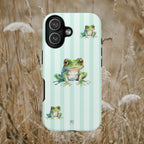 Green Frog Phone Case | Mint Green Stripes - Halo Collective