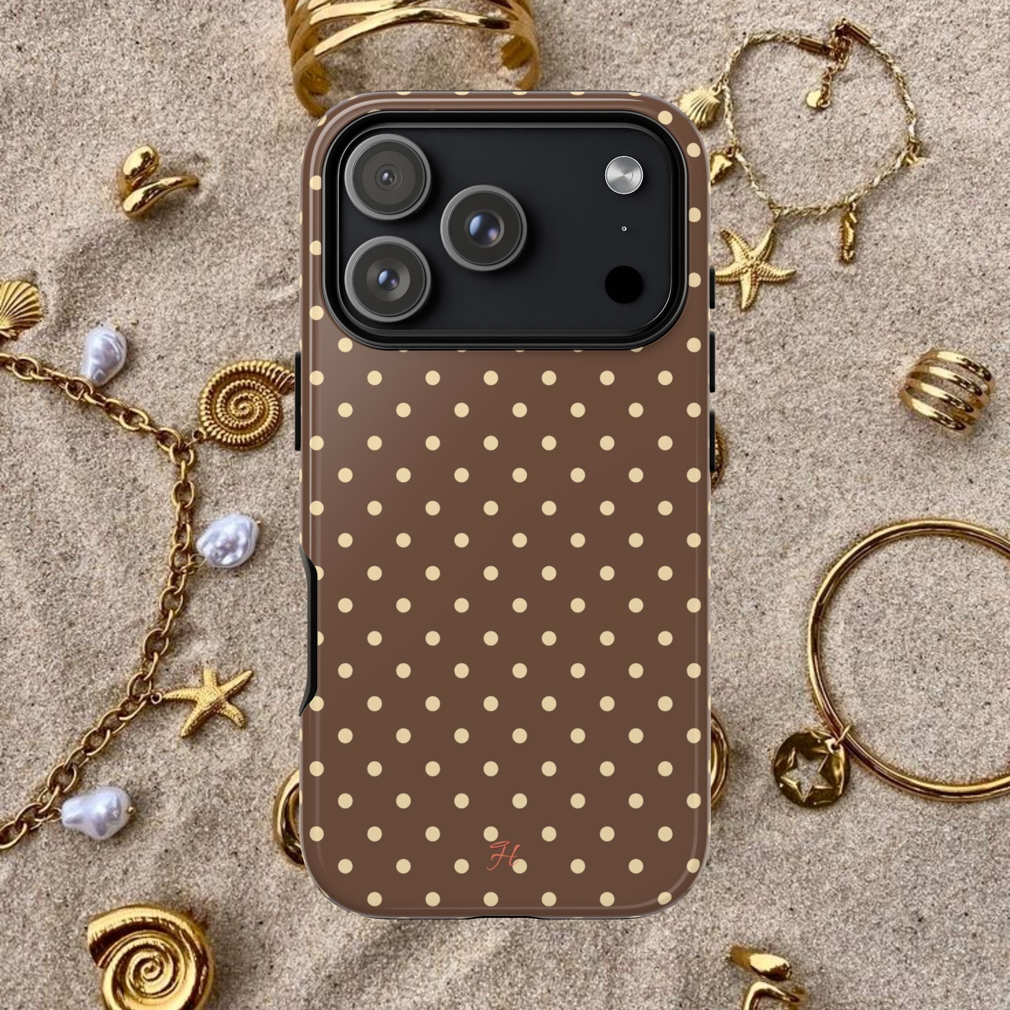 Cocoa Polka Dot Phone Case - Halo Collective