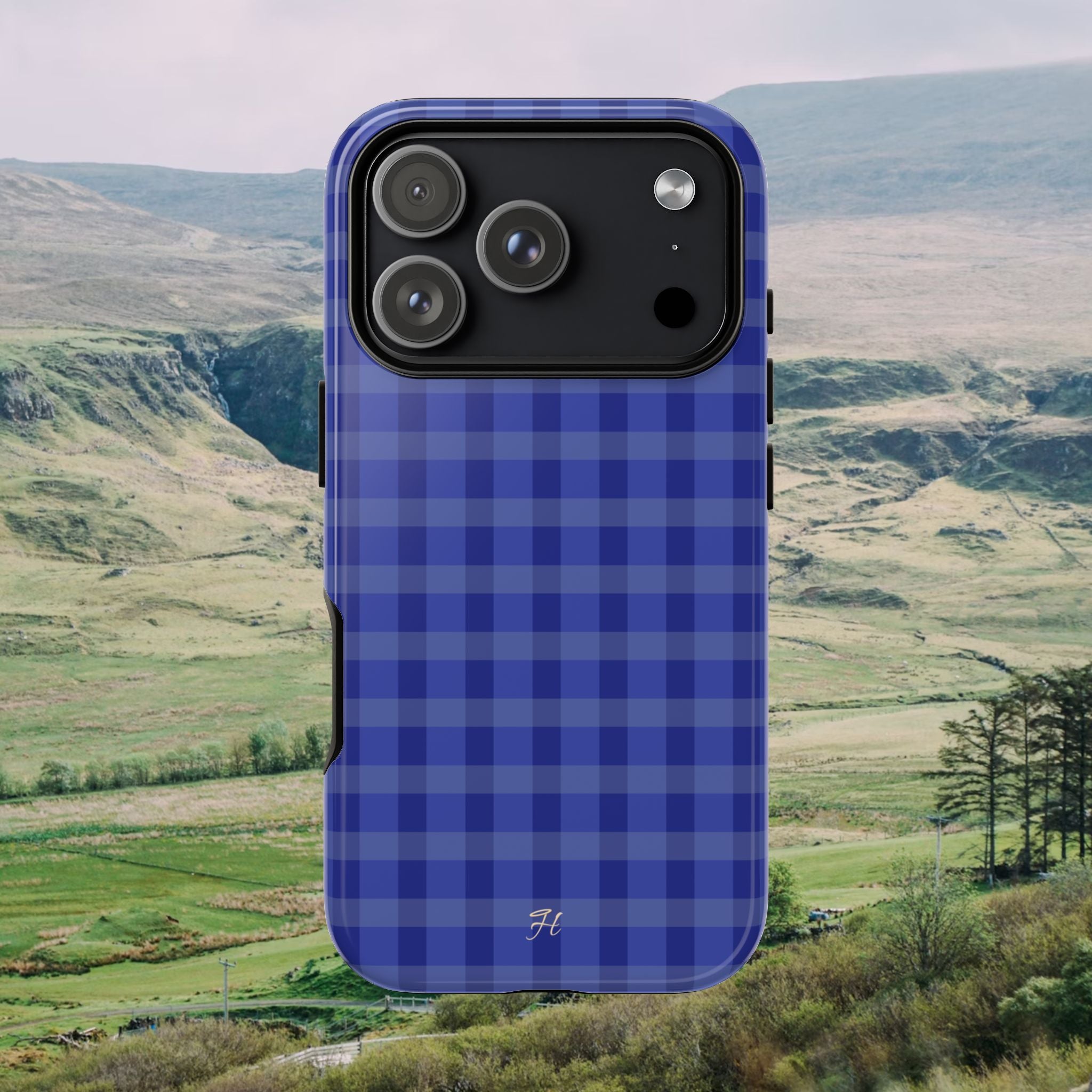 Navy Blue Gingham Phone Case - Halo Collective