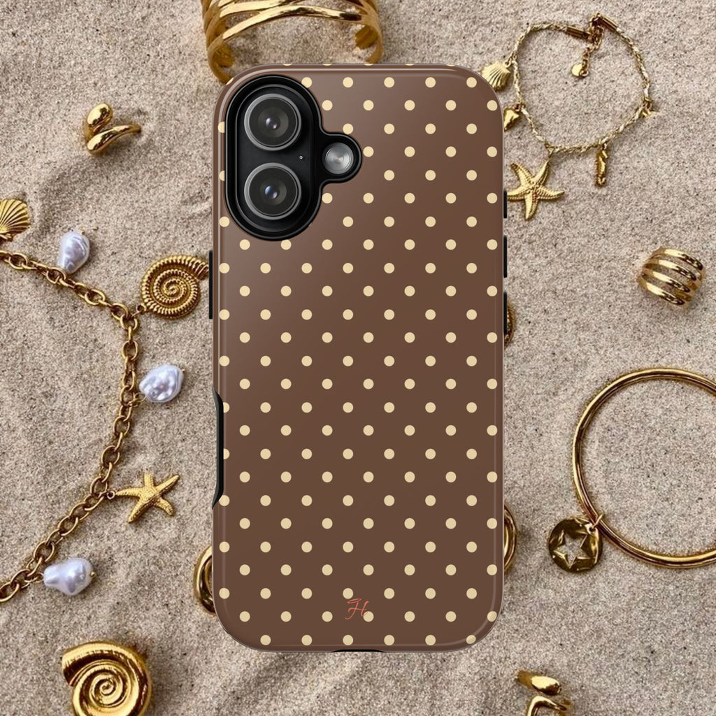 Cocoa Polka Dot Phone Case - Halo Collective