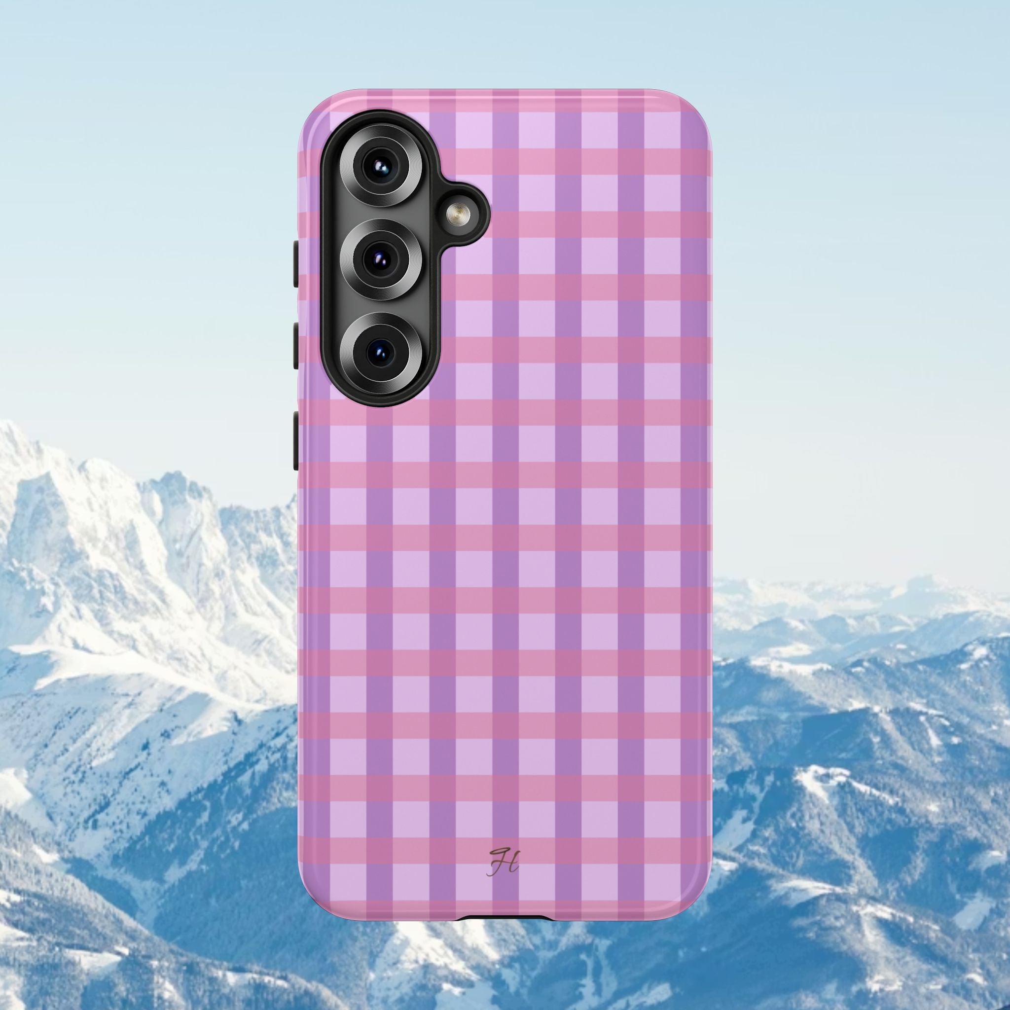 Lilac Purple Gingham Phone Case