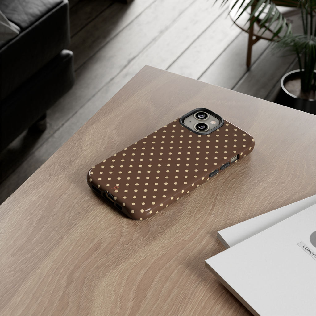 Cocoa Polka Dot Phone Case - Halo Collective