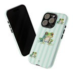 Green Frog Phone Case | Mint Green Stripes - Halo Collective