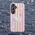 Swan Phone Case | Lilac Stripes - Halo Collective