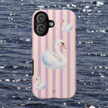 Swan Phone Case | Lilac Stripes - Halo Collective