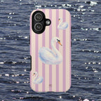 Swan Phone Case | Lilac Stripes - Halo Collective