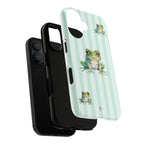 Green Frog Phone Case | Mint Green Stripes - Halo Collective