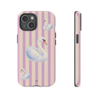 Swan Phone Case | Lilac Stripes - Halo Collective