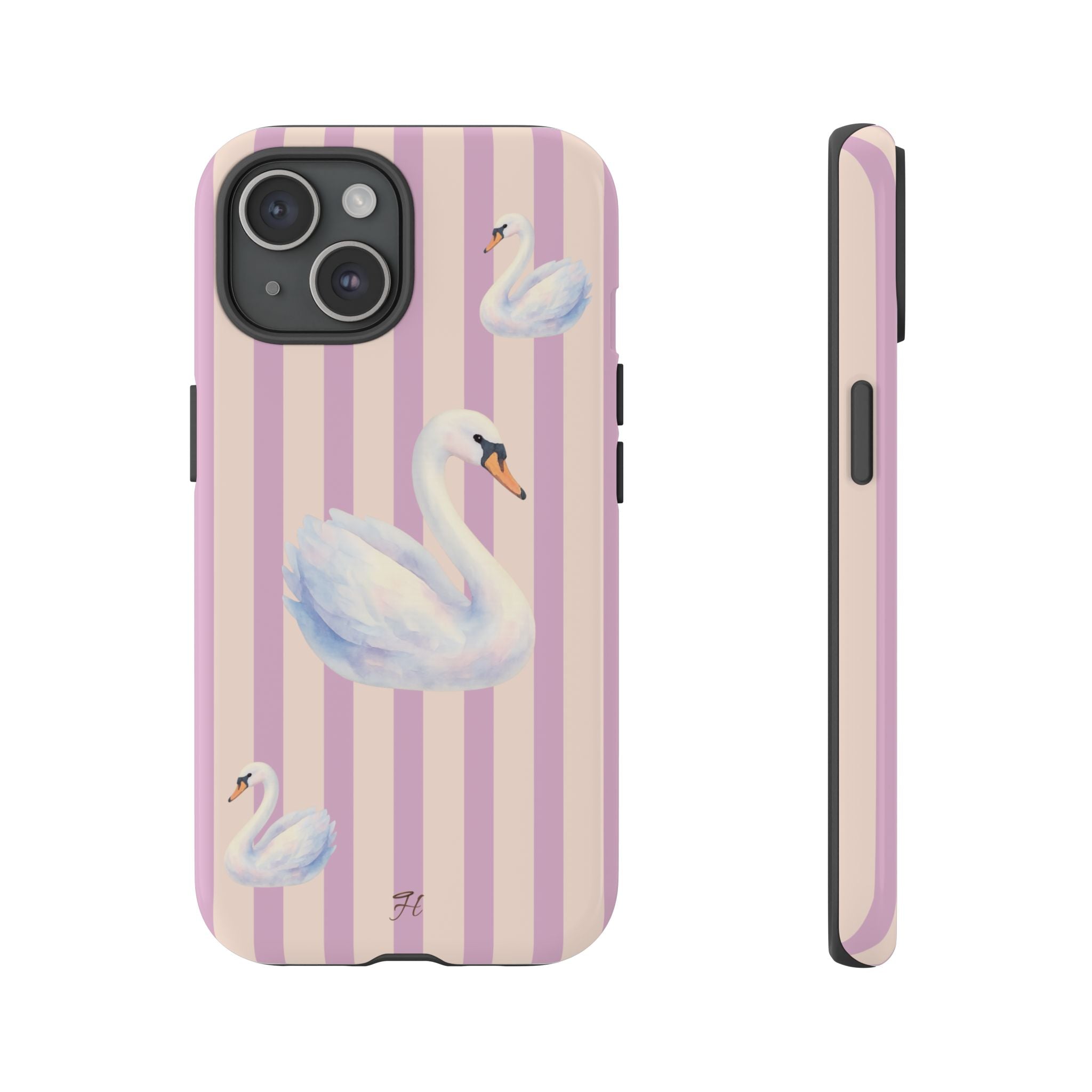 Swan Phone Case | Lilac Stripes - Halo Collective