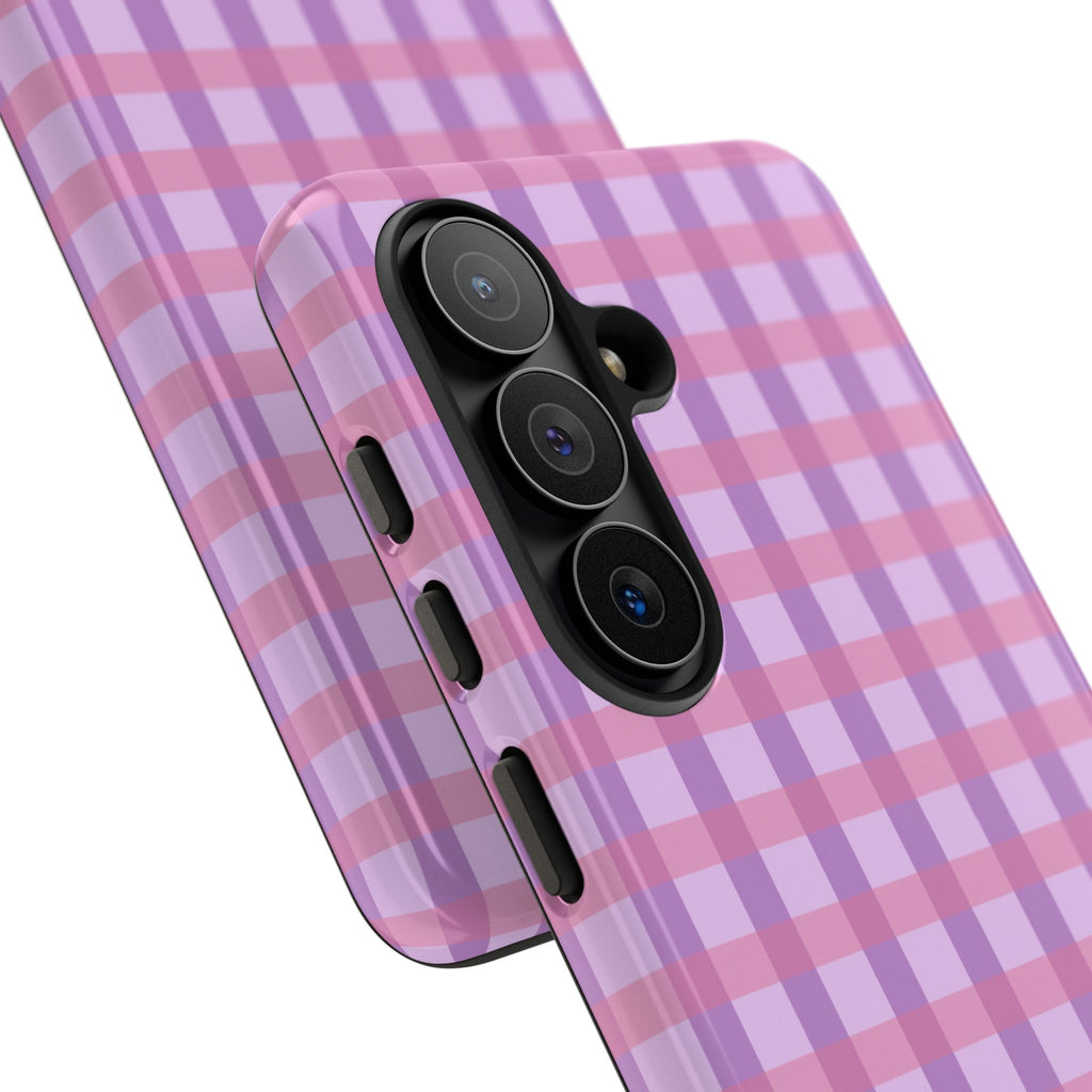 Lilac Purple Gingham Phone Case
