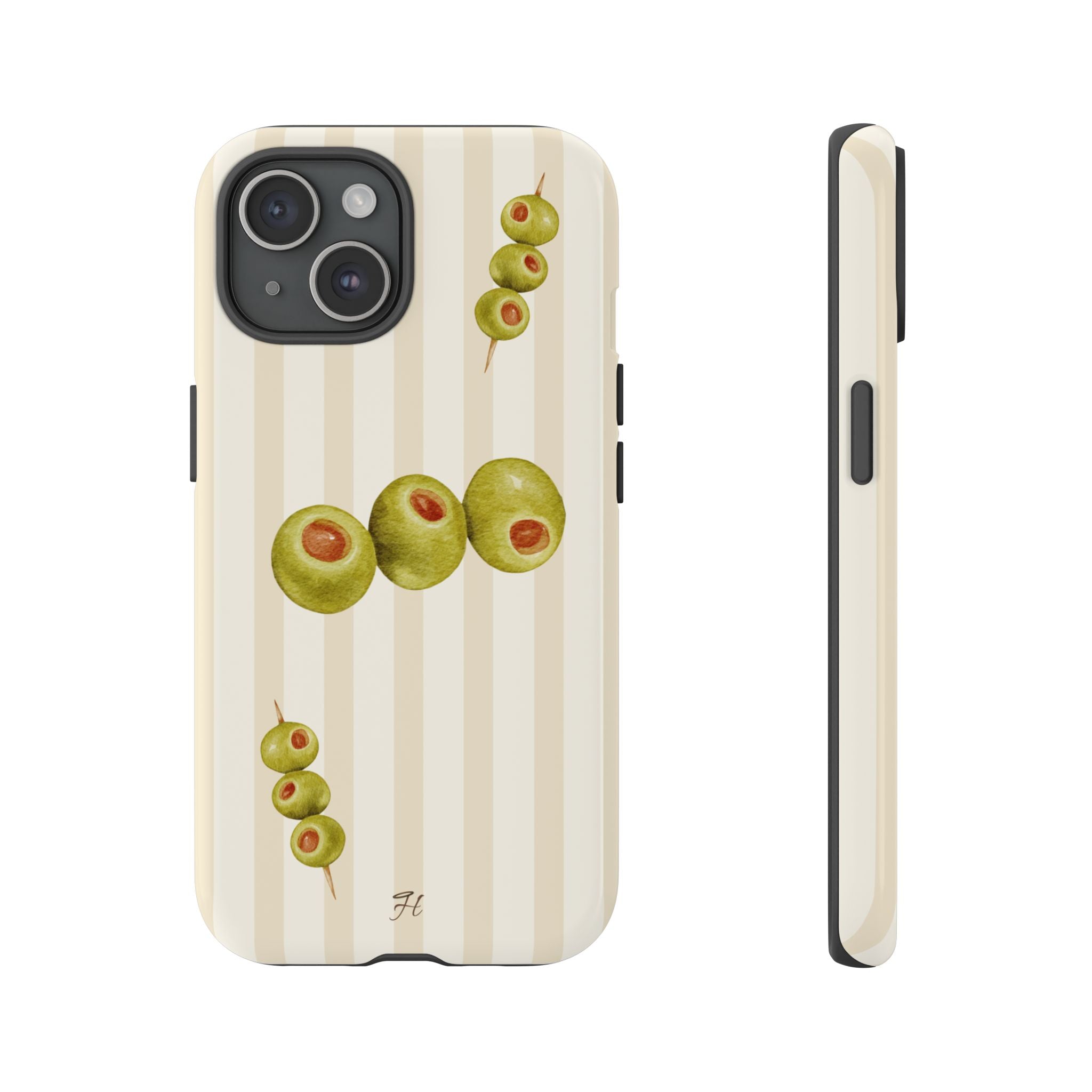 Olive Phone Case | Cream Stripes - Halo Collective