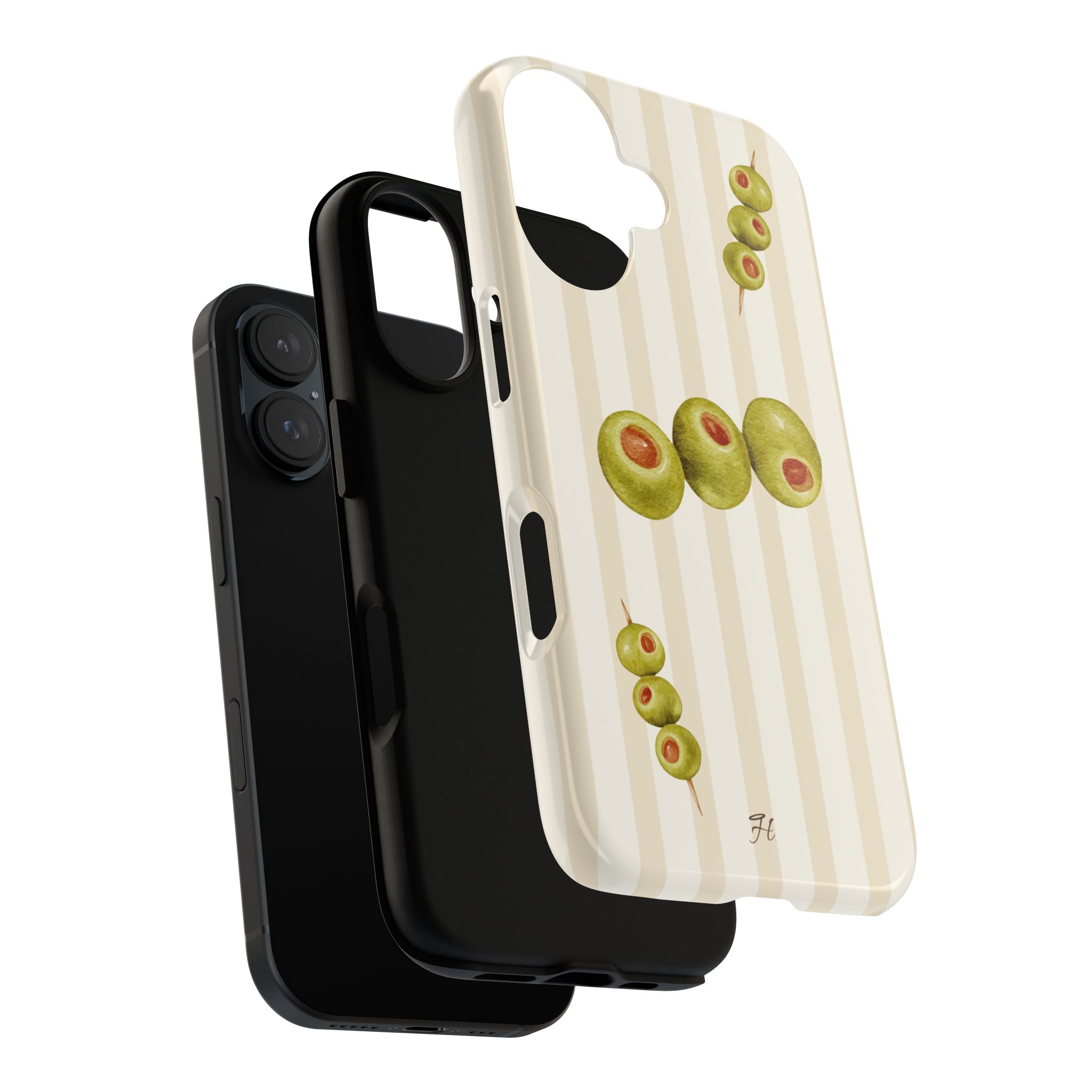Olive Phone Case | Cream Stripes - Halo Collective