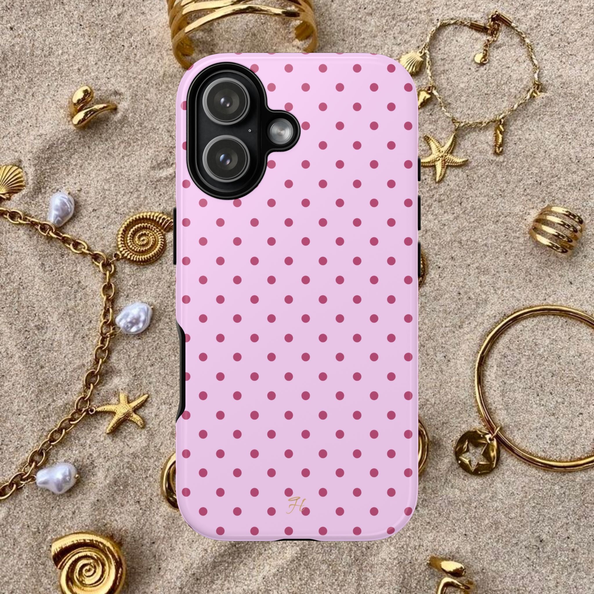 Raspberry Polka Dot Phone Case - Halo Collective