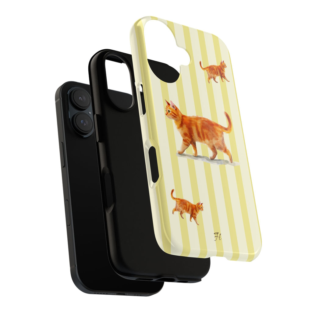 Ginger Tabby Cat Phone Case | Yellow Stripes - Halo Collective
