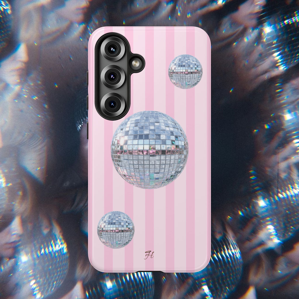 Disco Mirror Ball Phone Case | Pink Stripes - Halo Collective