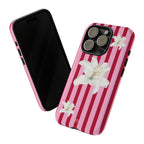 White Lily Phone Case | Cherry Stripes - Halo Collective