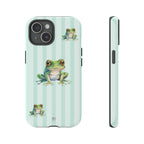 Green Frog Phone Case | Mint Green Stripes - Halo Collective